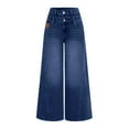 thumbnail image 1 of Birdeem Women's High Waisted Wide Leg Jeans, Solid Color, Full Length, Zipper Pocket, 1 of 9
