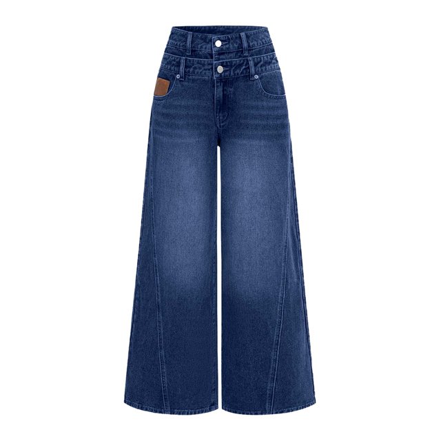 Birdeem Women's High Waisted Wide Leg Jeans, Solid Color, Full Length, Zipper Pocket