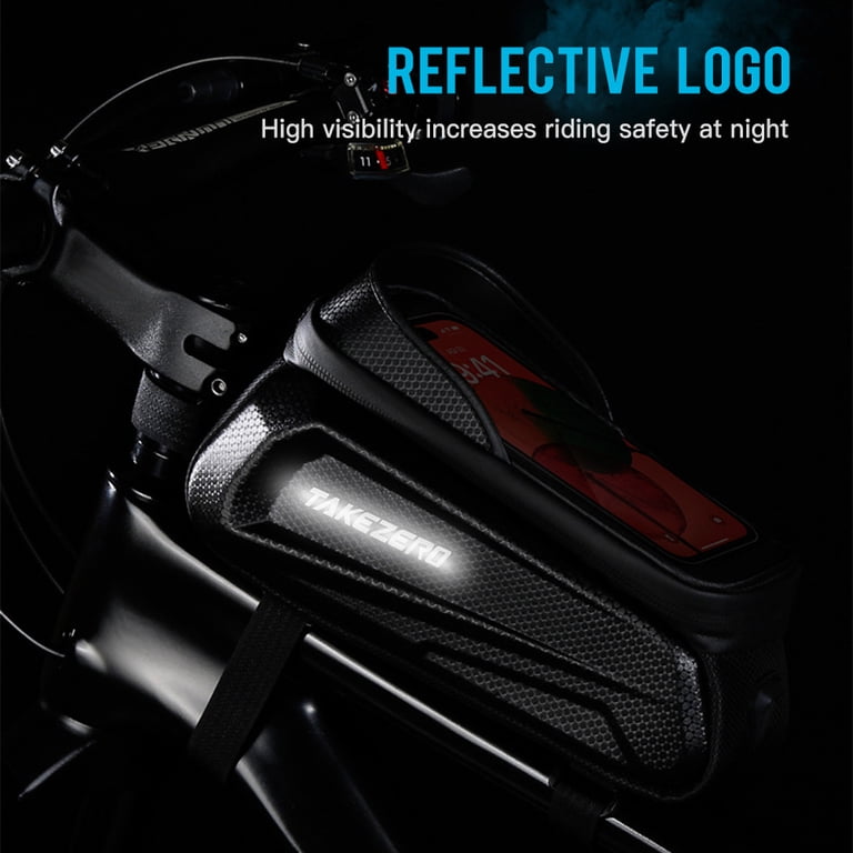 Waterproof Bike Phone Mount Bag - Top Tube Pouch With Touchscreen, Fits Phones Under 8'', Headphone Port