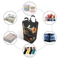 thumbnail image 4 of Cat Sleeping Bookshelf Books Art Laundry Bag with Handle - Foldable Dirty Clothes Hamper Collapsible Storage Bin, 4 of 5