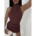 thumbnail image 4 of Minimalist Backless Tie-Up Pleated Mini Dress For Women, 4 of 10