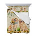 thumbnail image 7 of Quilts Twin Size Bedding Set, Cute Puppy Sunflowers Lightweight Quilted Comforter, Farmhouse Eucalyptus Retro Beige Soft Reversible Bedspread Coverlet with Pillow Covers for All Season, 68" x 86", 7 of 7