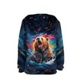 thumbnail image 2 of Xoenoiee Long Sleeve Sweater Hooded Sweatshirt Pullover Hoodies Activewear with Front Kangaroo Pocket Fall Winter Tops for Kids Travel Workout, Splatter Watercolor Bear Pattern, M, 2 of 7