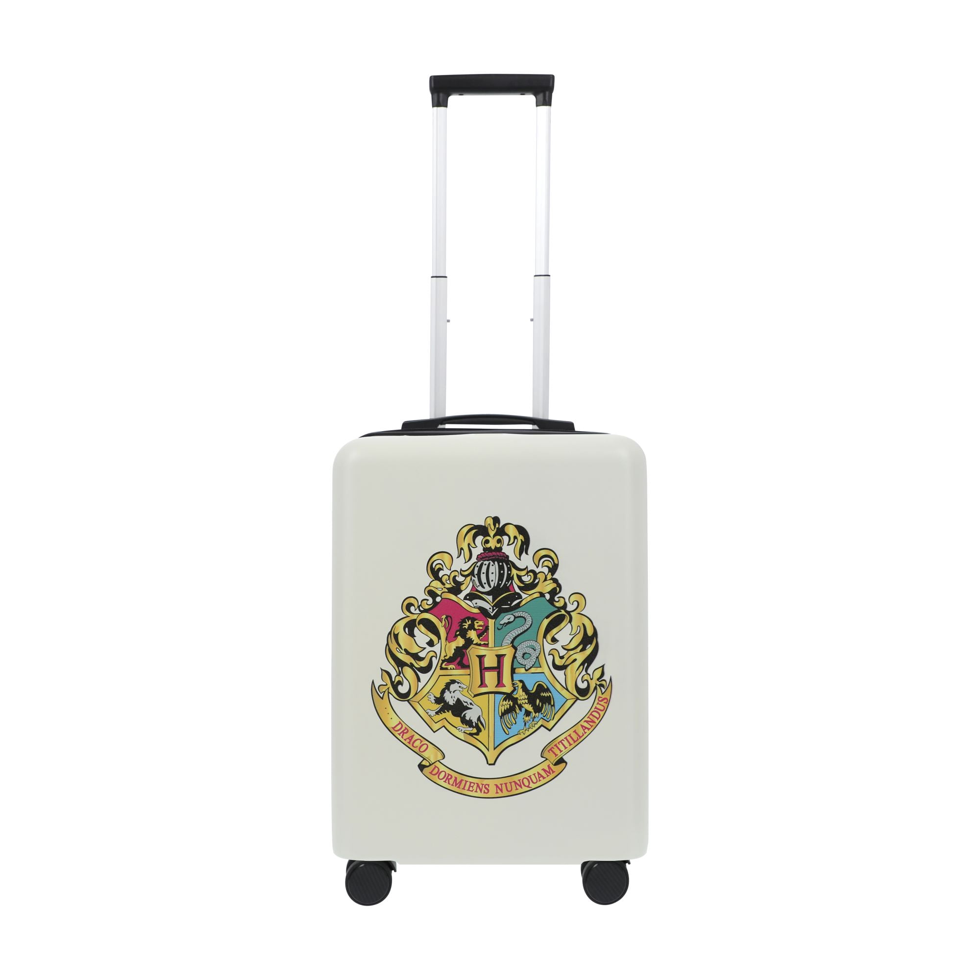 Harry Potter 22.5 Inch Carry On Luggage, Hogwarts Crest Hardshell Rolling Suitcase with Spinner Wheels, White