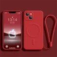 thumbnail image 1 of Liquid Silicone Case For iPhone 15 11 13 16 14 Pro Max Mini XR Xs Plus SE Phone Magnetic Wireless Charging For Magsafe Cover Red For iphone 13, 1 of 6