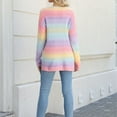 thumbnail image 3 of OKSALE Womens Rainbow Gradient Sweaters Casual Deep V Neck Sweater Jumper Comfy Long Sleeve Knit Pullover Side Splitted Outfits Tops 2025, 3 of 3