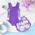 thumbnail image 6 of sususu Girls Swimsuit Two Piece Swimsuits with Boyshort Ruched Bathing Suit Floral Set Girls' Swimwear Purple 6Y, 6 of 8