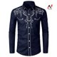 thumbnail image 1 of Am hombres Color sólido bordado Turn Down cuello manga larga Slim Fit camisa Toppangjing, 1 of 4