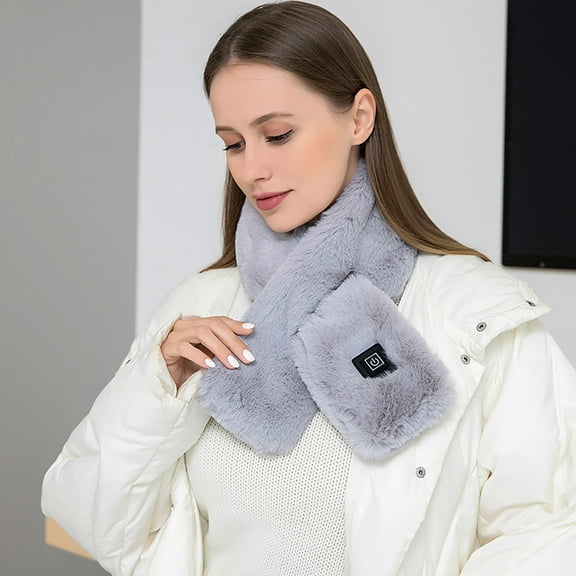 Heated Scarf for Women Men Rechargeable, Fashion Faux Fur Soft Winter Scarf with 3 Temp Modes,Neck Heating Pad Scarves for Women Men Winter Warm Christmas Gifts