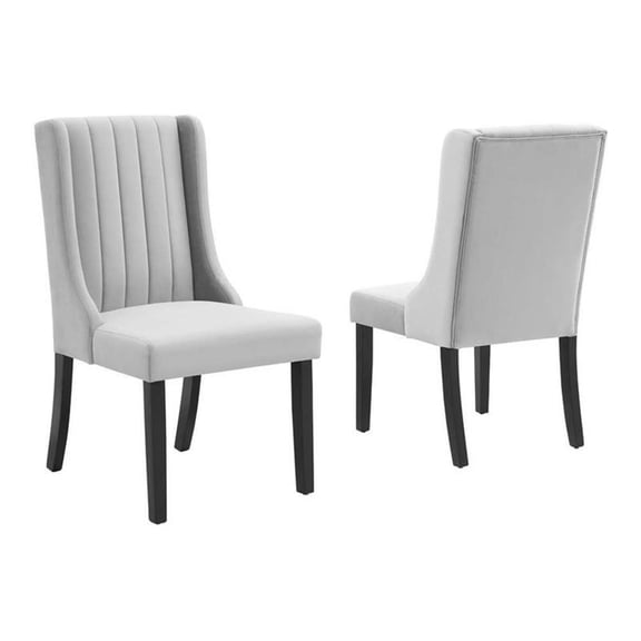 Pemberly Row 19.5" Velvet Parson Dining Side Chairs in Light Gray (Set of 2)
