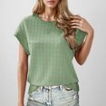 thumbnail image 6 of Womens Tops Casual Solid Color Short Sleeve Round Neck Top Women Blouse Plus Size Top Summer for Women, 6 of 7