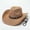 Khaki, variant on Western Cowboy Hat for Men Women, Large Brim Tibetan Style Hat with Belt Accessory for Outdoor Summer Spring Decor for Rodeo Headwear