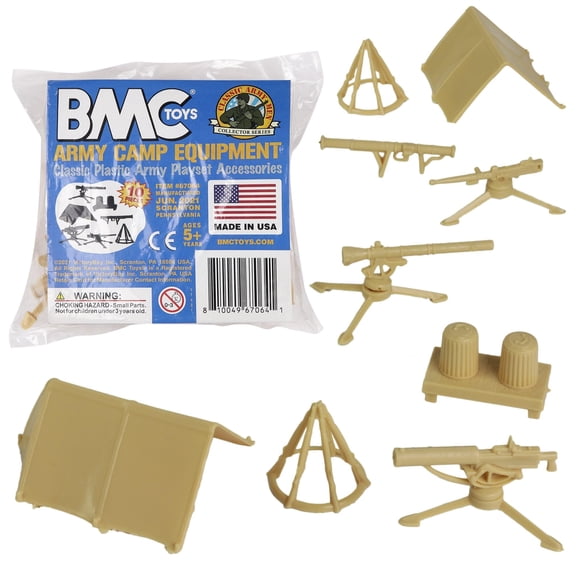 Set Clásico de Accesorios para Campamento Militar BMC Toys, 10 piezas