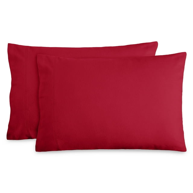 Juego de Fundas de Almohada de Franela Bare Home 100 % Algodón Doble Cepillado Estándar 2 Rojo