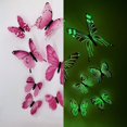 thumbnail image 1 of Pegatina de pared de mariposa 3D luminosa para dormitorio de niños, calcomanía de pared de nevera para el hogar, decoración de papel tapiz que brilla en la oscuridad, 12/24 piezas, 1 of 4