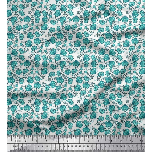 Soimoi Poly Georgette Fabric Flower Artistic Printed Craft Fabric by The Yard 52 Inch Wide