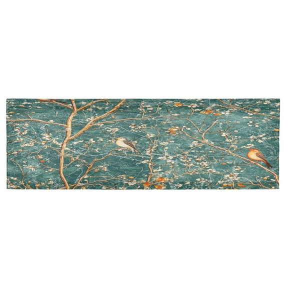 54x18in Nature's Birds in Bloom Printed Valance Curtain, Semi Sheer and UV Protection, Easy Install