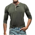 thumbnail image 3 of UVEASISHA Men's Long Sleeve Henley Shirts 3-Button Casual Slim Fit T-Shirt Lightweight Soft Basic Tops Solid Color Vintage Workout Tees Army Green 3XL, 3 of 10