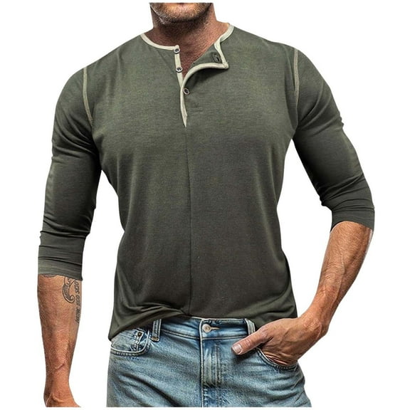 Chiccall Long Sleeve Shirts for Men Casual Claasic Pullover Shirts Fashion Soft Comfy Tees