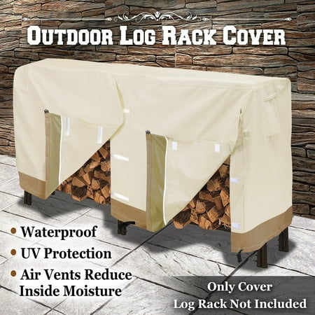 Extra Large Wood Rack - Strong Camel Premium Large Size Log Rack Cover Firewood Rack Waterproof Wood Storage Holder Cover ( Size 8.5' L x 2.1' x 3.5' H)
