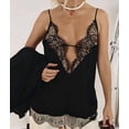 thumbnail image 5 of Lace Camis Tops for Women Spaghetti Strap Satin Silk V Neck Tank Top Y2K Going Out Shirt Tops Black XL, 5 of 9
