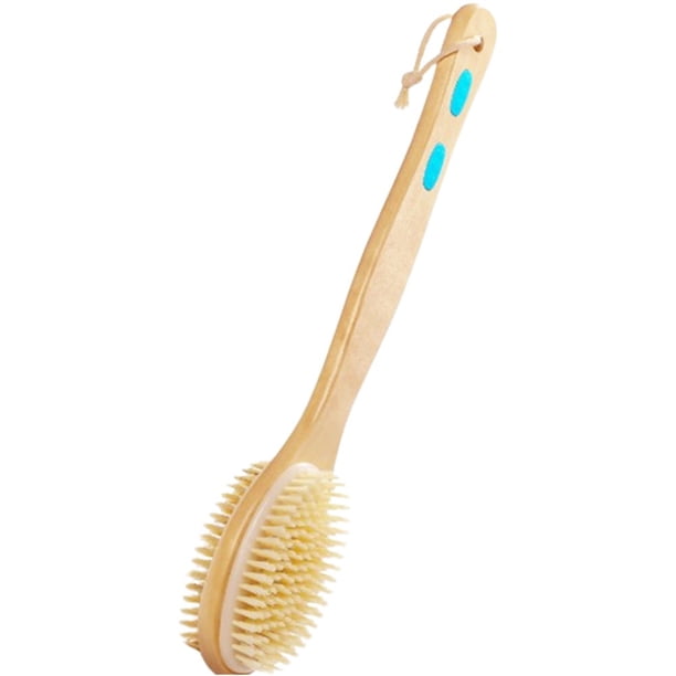 CNKOO Bath Brush Soft Hard Bristles Double Sided with Wooden Handle for