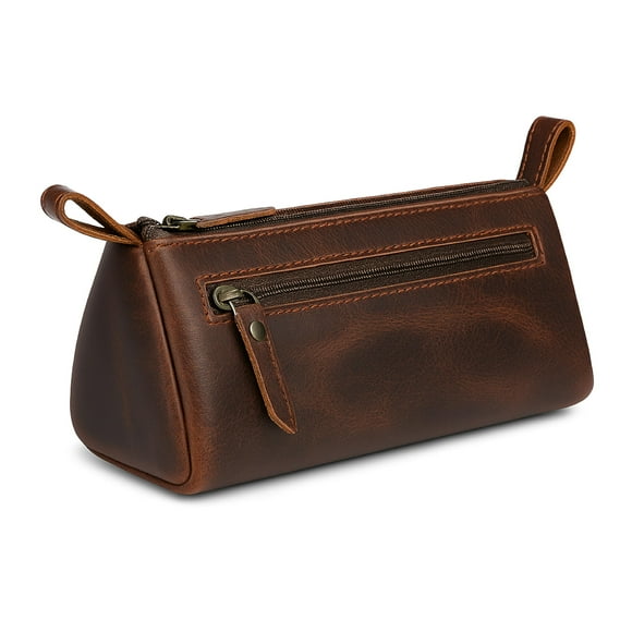 Bolsas cosméticas TheAntiq Brown Leather para mujer y viajes