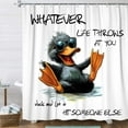 thumbnail image 6 of White and Black Shower Curtain,Funny Quotes Duck Bathtub Curtain,Animal Pet Bathroom Decor,Fabric Waterproof Bathroom Accessories with Hooks,69X70 in, 6 of 7