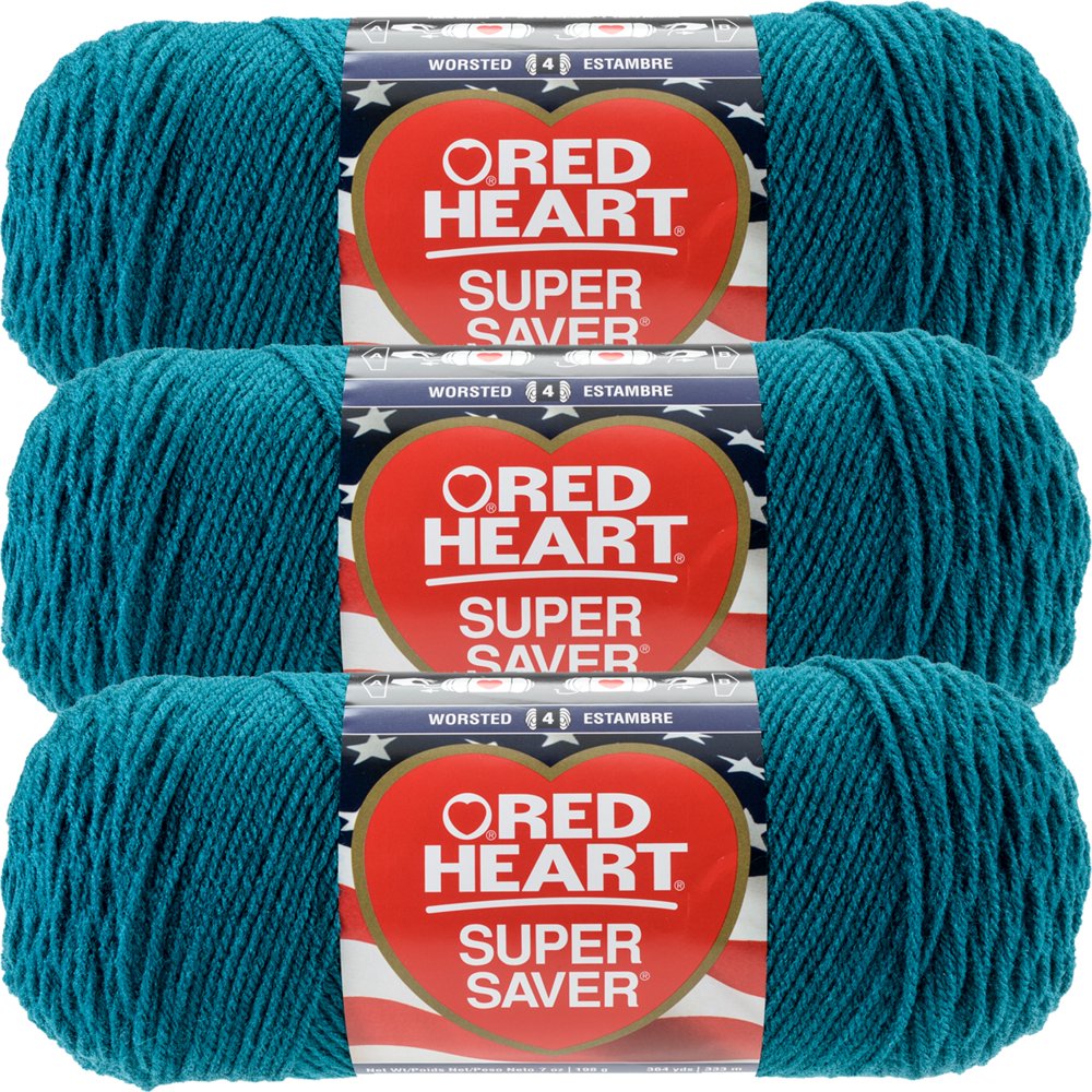 Red Heart Super Saver YarnReal Teal, Multipack Of 3