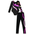 thumbnail image 4 of Alvivi Kids Girls Gymnastics Athletic Outfits Ice Skating Ballet Dance Leotard with Leggings Pants Black&Hot Pink 6, 4 of 6
