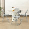 thumbnail image 6 of YUSAZENS 4 Pack Folding Chairs, Fabric Dining Chair Set with Padded Cushion and Back, Indoor Outdoor Upholstered Commercial Seat for Home Office Events Wedding Party, Gray, 6 of 7
