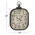 DecMode 18" x 26" Black Metal Distressed Pocket Watch Style Wall Clock