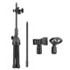 thumbnail image 2 of Dual Purpose Microphone Tripod Stand with 2 Mic Clips Adjustable Mic Stand Boom Arm Microphones Desk Floor Bracket for Speech Meeting Live Stream Sing, 2 of 5
