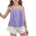 thumbnail image 1 of Mgmyaa Débardeur d'Été Décontracté à Bretelles Spaghetti pour Filles Col Rond Mignon Extensible Sans Manches T-Shirt Tendance Blouses 5-15 Ans, 1 of 7
