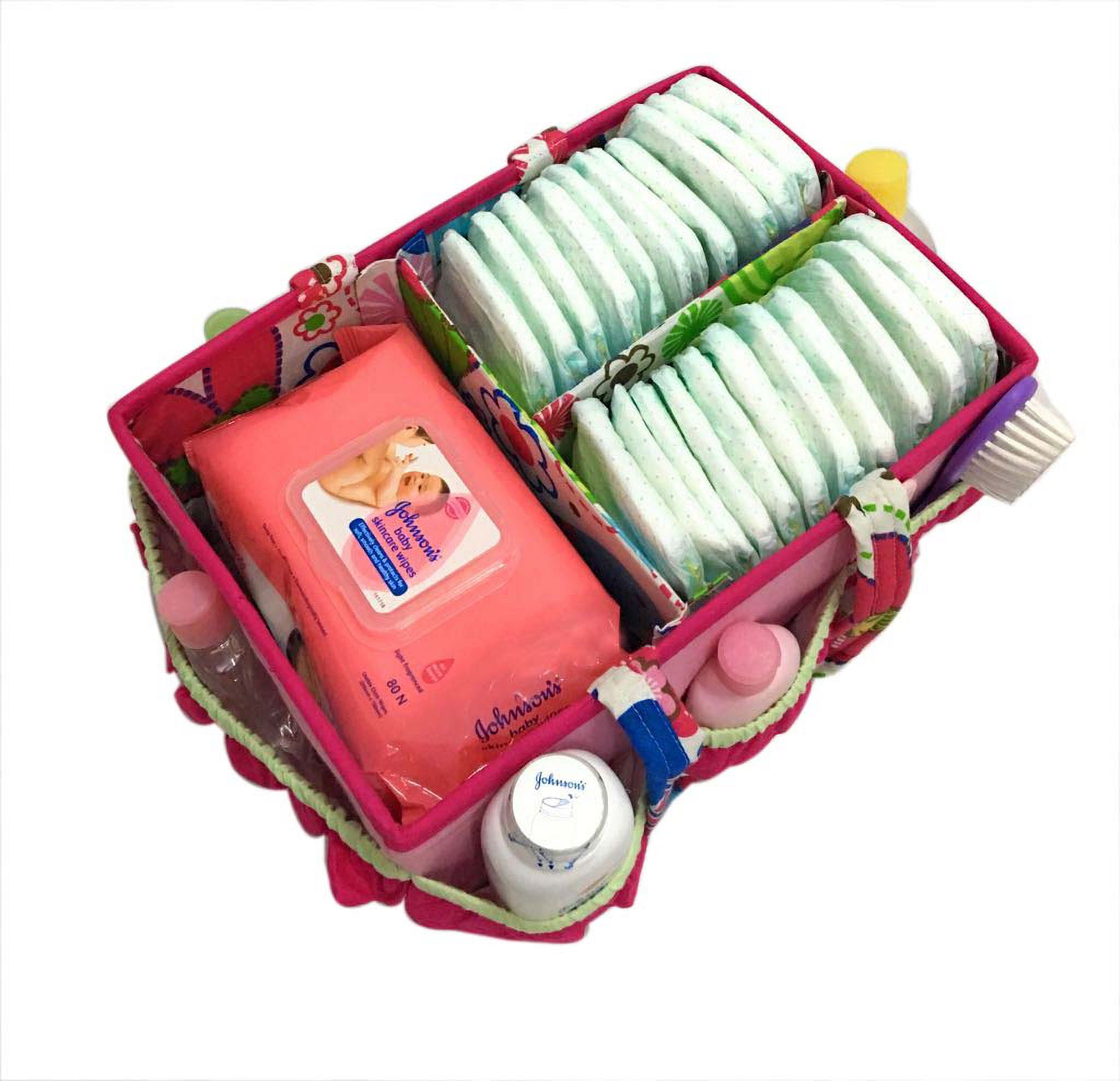 Bacati - Nursery Storage Caddy Botanical Pink/Aqua/Fuchsia/Green Girls