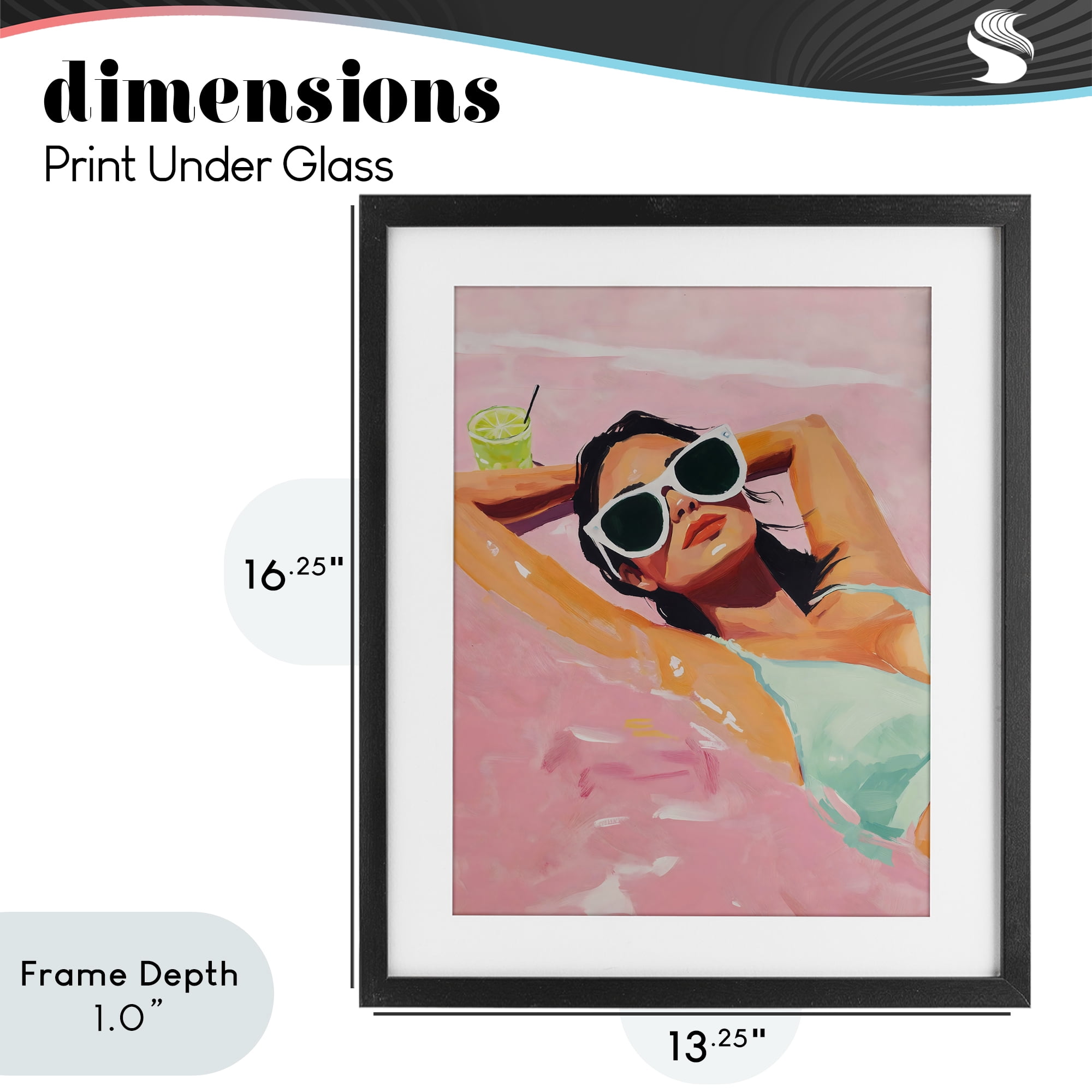 Stupell Industries Trendy Summer Girl Black Framed Print Under Glass, design by The Prints Vibe