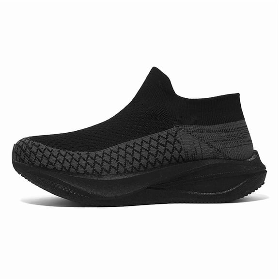 Men's Slip‑On Sock Style Running Sneakers, Stretch Knit Upper Athletic Shoes with Curved Thick Midsole for Daily Sports and Walking