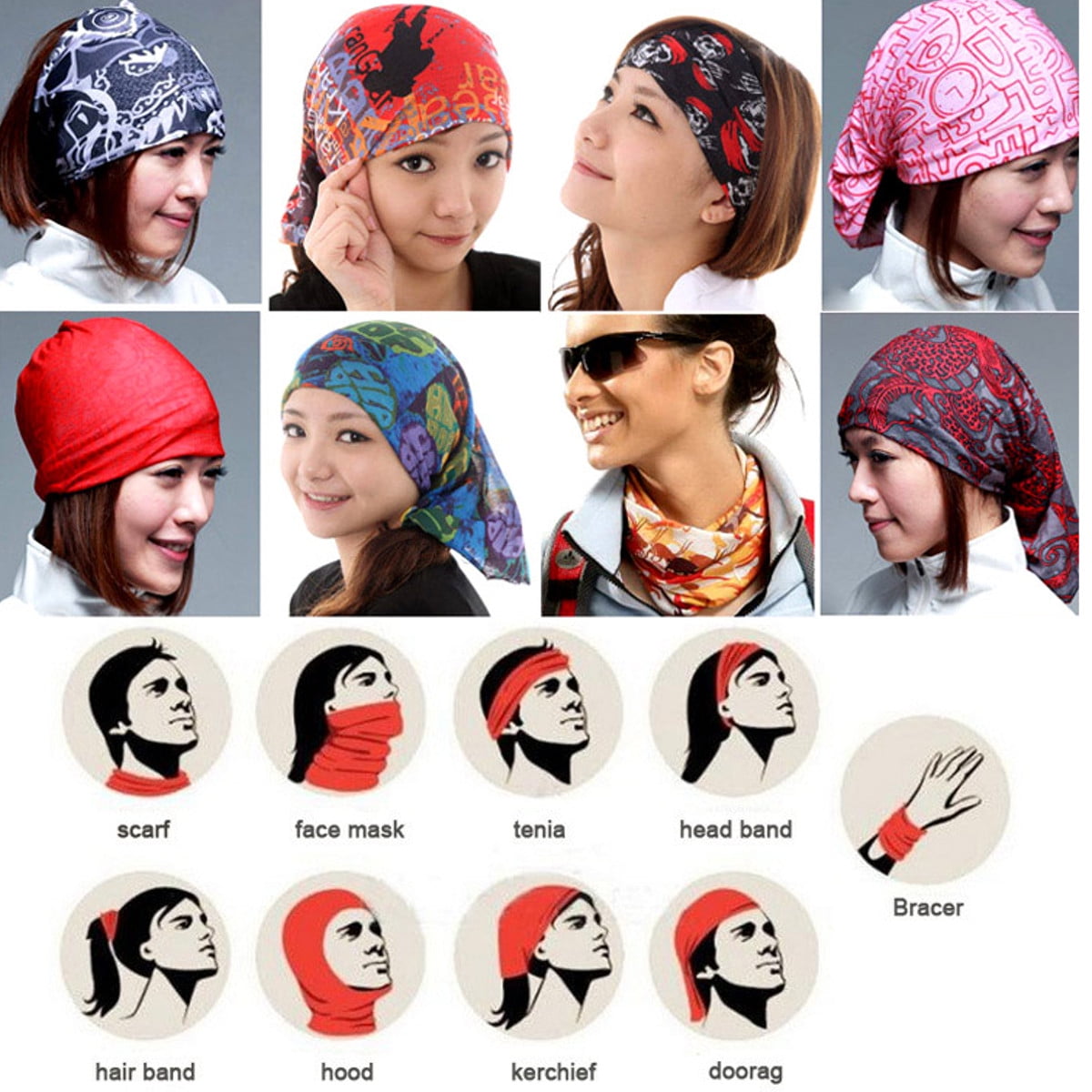 Neck Gaiter Bandana Headband Cooling Face Scarf Arm Head Cover Snood Scarves D6 