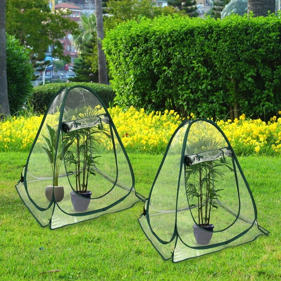 AEVXKHI 2PCS Clear PVC Greenhouse Cover with Nails and Carrying Bag, Small Greenhouse, Mini Greenhouse Waterproof Pop Up Greenhouse, for Outdoor Fruits Shrubs Vegetables
