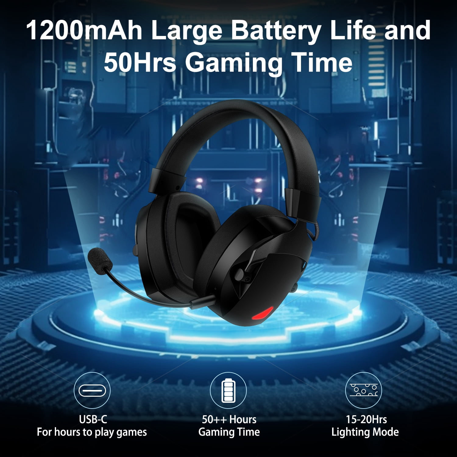 Wireless Gaming Headset,AILKIN 50Hrs PC Gaming Headset with Mic for PS5 PS4 Switch with Bluetooth+2.4 GHz+USB Gaming Headphones with Noise Canceling Microphone,3.5mm Wired for Xbox Series