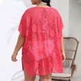 thumbnail image 5 of Tqyyweavej Plus Size Beach Cover Up for Women Lace Sheer Short Sleeve Dresses Solid Color Loose V Neck Bathing Suit Coverups XL-4XL, 5 of 5
