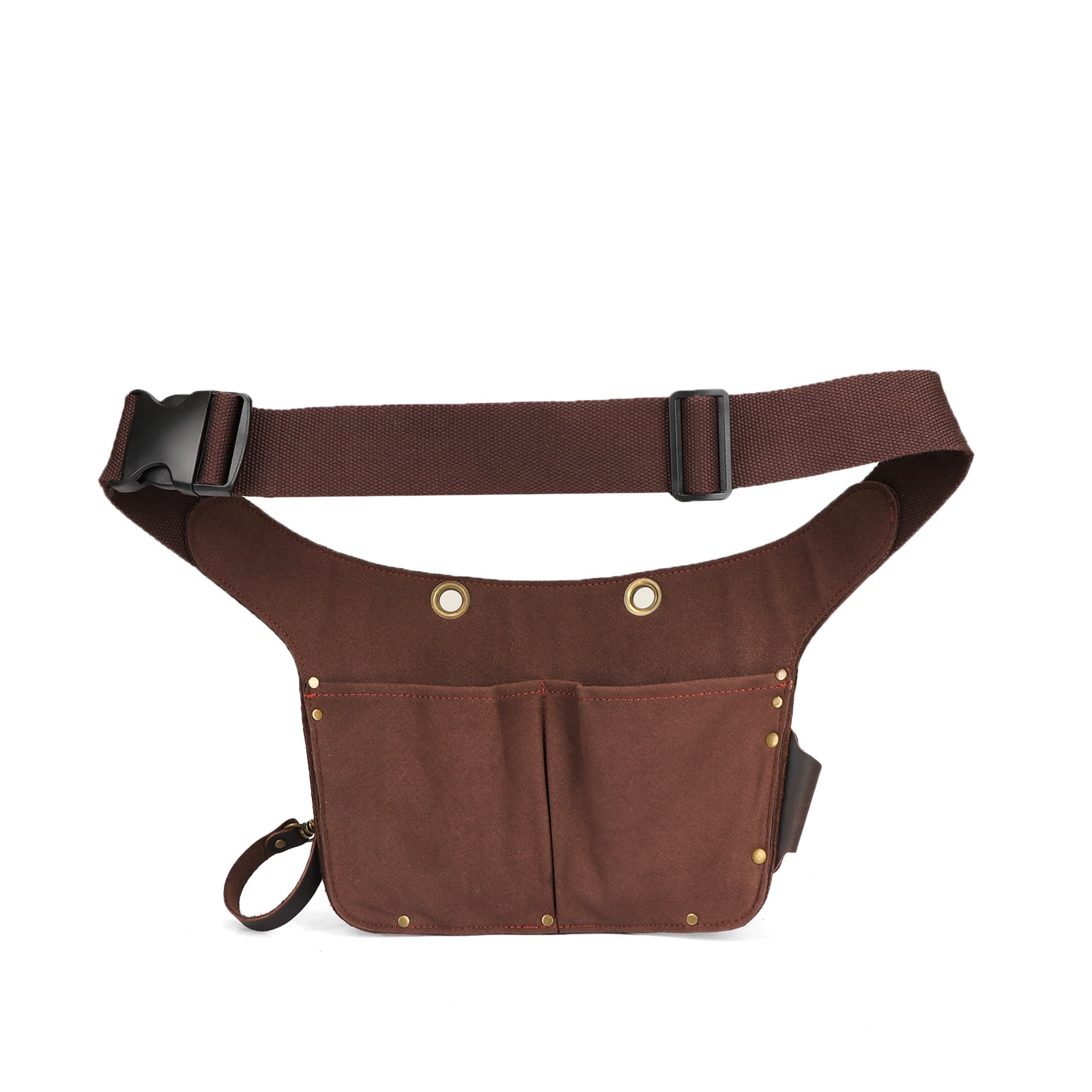 TOURBON Leather Tool Waist Bag Heavy Duty Tool Belt Pouch Quick Release Buckle Adjustable for Electrician Carpenter Brown