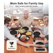 Quatish 32 Piece Plates and Bowls Sets for 8, Unbreakable Dinnerware Sets, Plastic Dish Set for Camping, Dishwasher Microwave Safe, Outdoor Kitchen and Apartment Dinning RV Essentials, Black