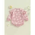 thumbnail image 3 of Bagilaanoe Newborn Baby Girl Oversized Romper Sweatshirt Long Sleeve Bodysuits Flower Print Pullover 3M 6M 12M 18M Infant Casual Tee Tops, 3 of 6