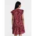 thumbnail image 4 of Time and Tru Women's Double Cloth Mini Dress with Flutter Sleeves, Sizes XS-XXXL, 4 of 6