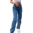 thumbnail image 2 of KOMOO Women Denim Pants Butterfly Print High Waist Straight-Leg Jeans Loose Jeans Plus Size, 2 of 6
