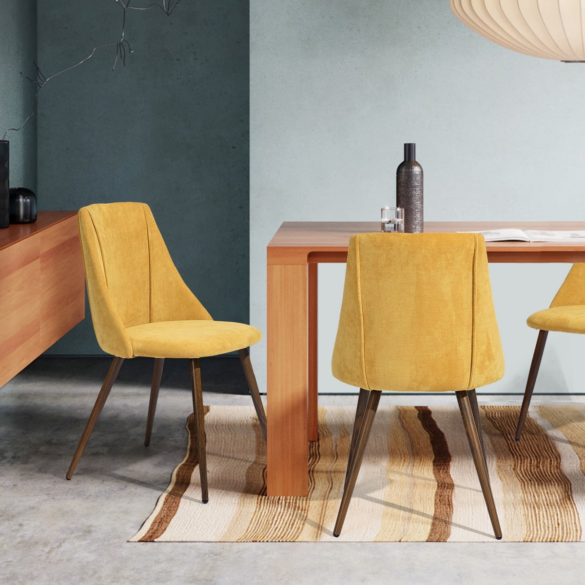 yellow wood dining chairs