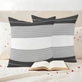 thumbnail image 3 of Black Grey Stripe Outdoor Waterproof Pillow Covers, Modern Art Horizontal Striped Decorative Square Throw Pillowcase Sofa Cushion Sham for Patio/Couch/Chair, 24"x24" 2 Pack, 3 of 8