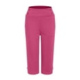 thumbnail image 5 of YDFCWXW Womens Yoga Capri Pants High Waist Wide Leg Capri Leggings Pull On Stretch Casual Capris with Pockets Hot Pink, XL, 5 of 6