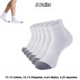 thumbnail image 4 of 6 Pairs Size L Men's Ankle Socks with Cushion Athletic Running Socks Dry & Breathable Fashion Accessories White Cotton, 4 of 7